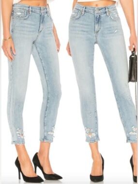 AGOLDE $298 Retail Sophie Crop Distressed Jeans Chewed Hem Size 27